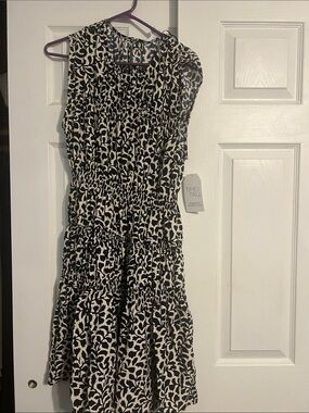 Time and Tru Black and White Tiered Abstract-Print Girls' Dress
